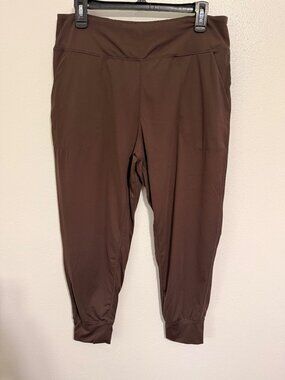 Soothfeel pants Joggers Brown High Waist Cuffed Ankle Womans XL